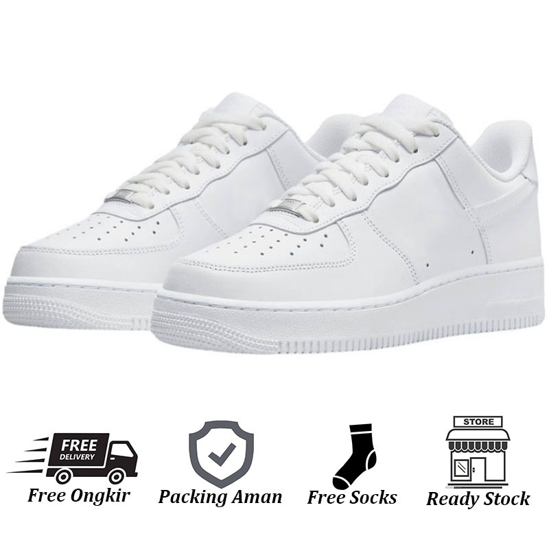 【100% ORI COD】Sepatu AF1 Unisex Olahraga Low Sneakers Putih Liar Casual Sepatu Wanita Pria