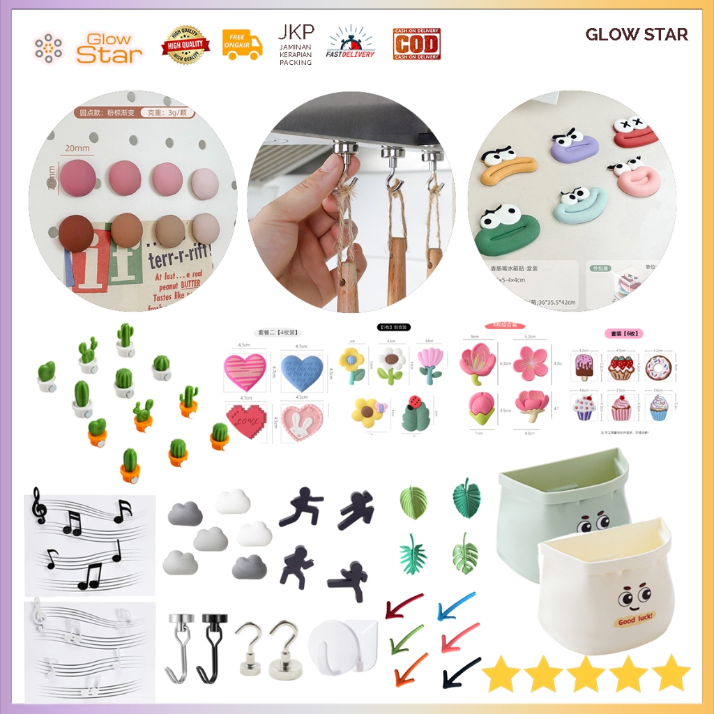 Set Magnet kulkas gantungan lucu bentuk kaktus green hijau tempelan besi orange white lucu hiasan ku