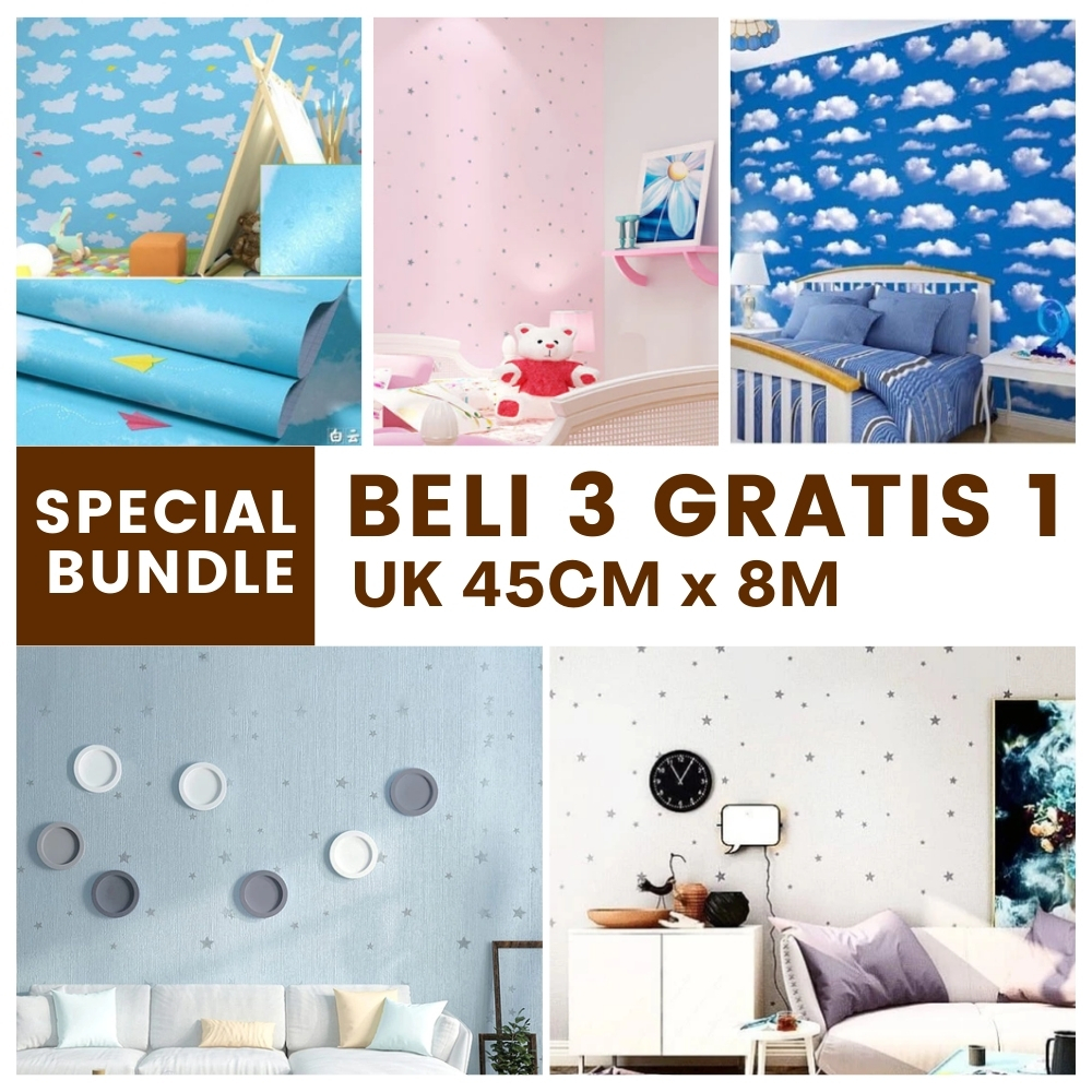 Wallpaper Dinding Plafon Kamar Tidur Walpaper Dingdin Motif Langit Biru Aesthetic SPECIAL BUNDLE