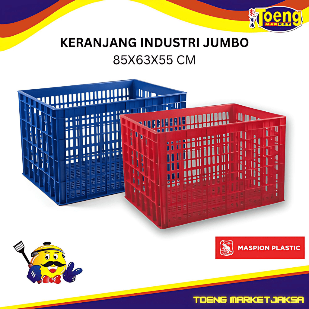 Keranjang Serbaguna - Keranjang Krat - KERANJANG INDUSTRI JUMBO 85X63X55 CM LUBANG MASPION