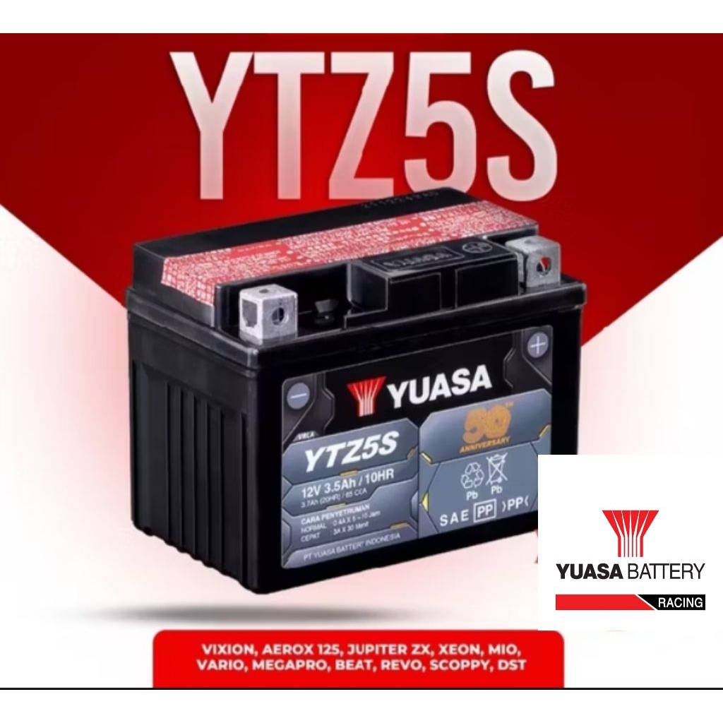 Aki atau Accu Battrery motor Beat, Scoopy, Vario Vixion Dll Yuasa YTZ5-S MF Original Yuasa
