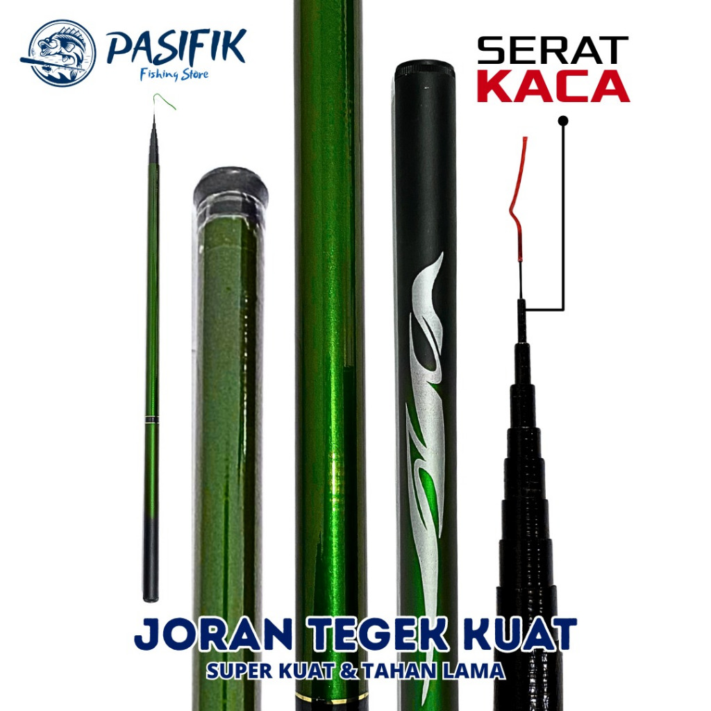 Pusat Alat Pancing - Joran Tegek 1.8M-6.3M Kualitas Tinggi Super Ringan Serat Kaca Joran Pancing Por
