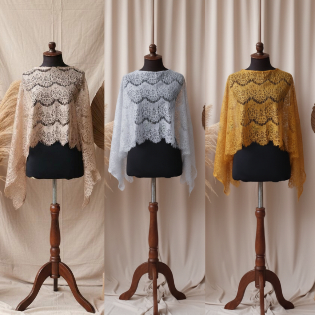 Atasan Kebaya Brokat Jumbo Putih Brokat Wanita/Kebaya Cape Gliter/Kebaya Brokat Modern