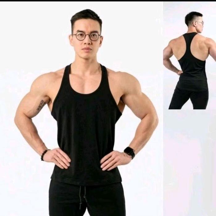 Kaos Singlet Pria Gym Fitnes Polos Tali Kecil Dewasa / Kaos Singlet Pria