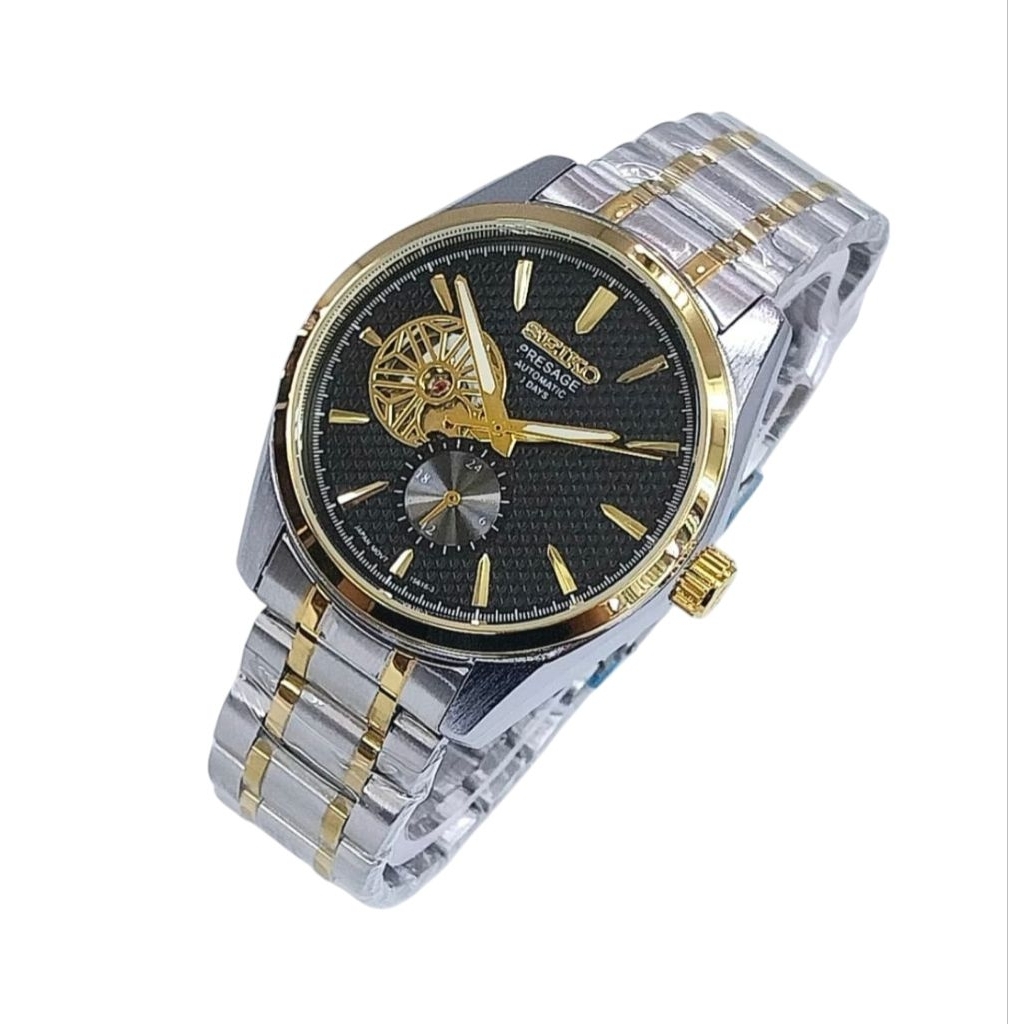 GROSIR TERMURAH...Jam Tangan Pria Keren New SEIKO PRESAGE AUTOMATIC Gold & Combi Rantai Stainless St