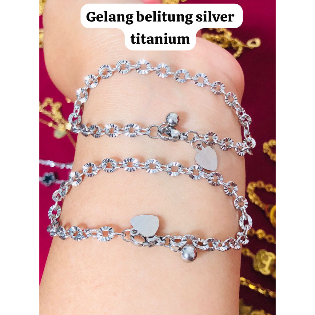 Gelang belitung kembang titanium motif emas