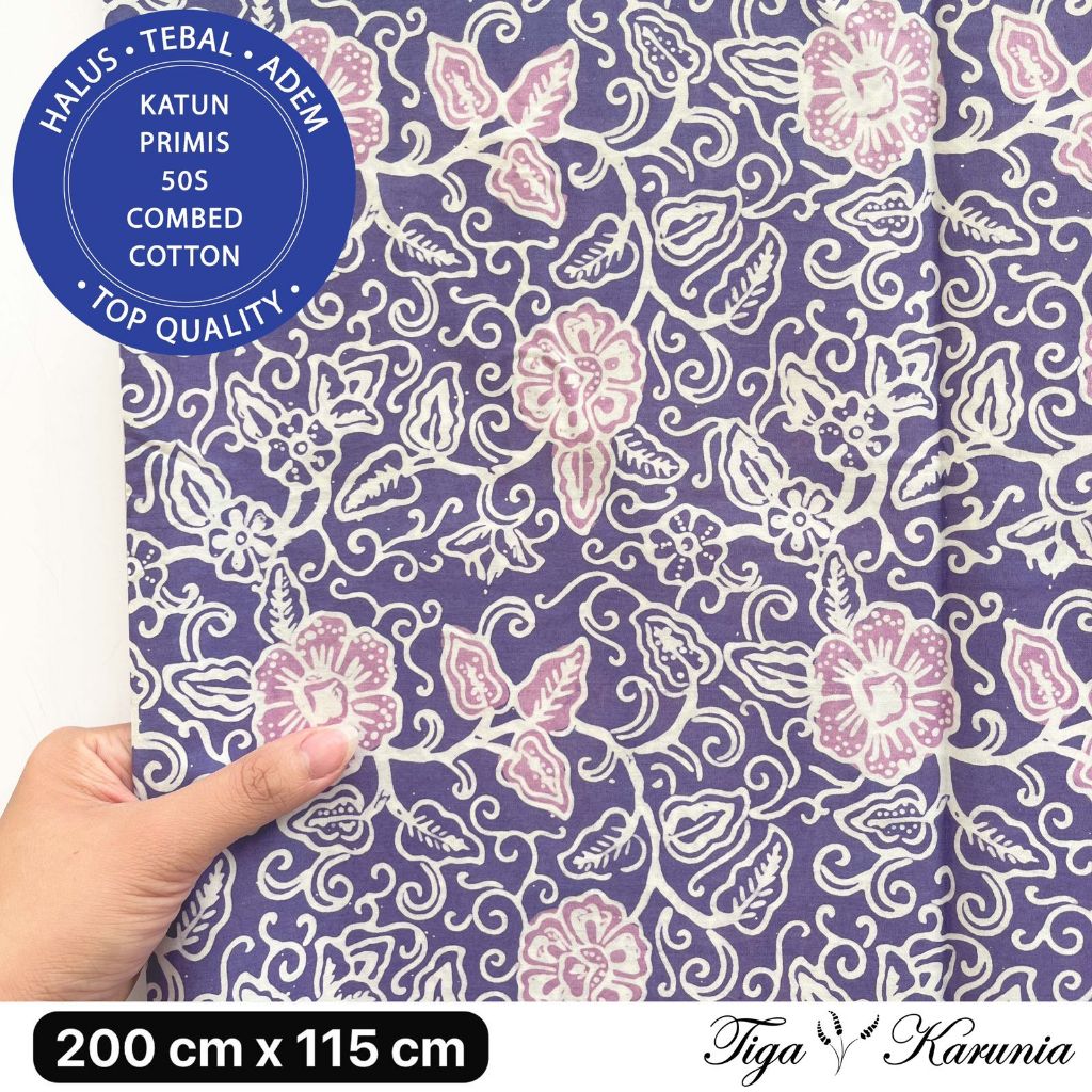 Kain Batik Cap Premium Solo Bunga Ungu Lilac KATUN PRIMIS