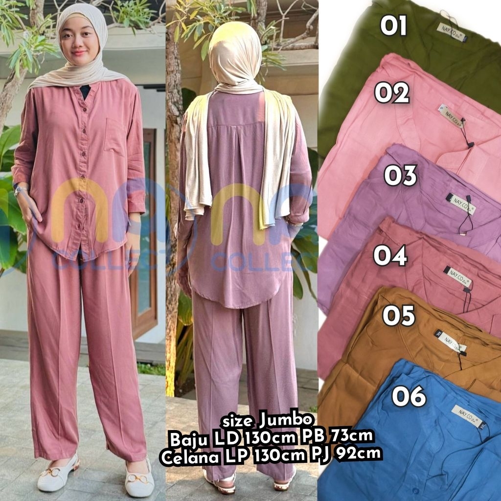 Oneset polos rayon jumbo | Setelan baju dan celana kulot | Set celana kulot rayon polos | Setelan ba