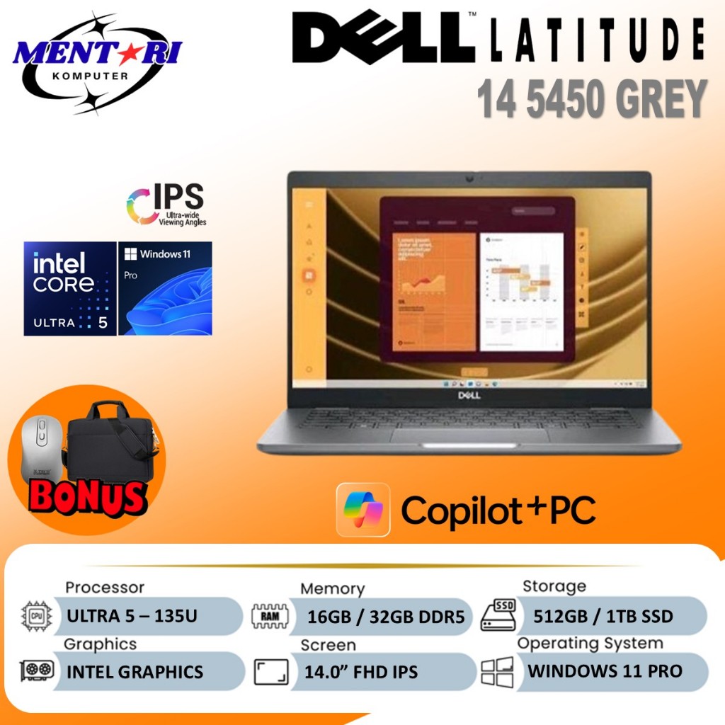 DELL Latitude 14 5450 - Intel Ultra 5 135U - RAM 32GB / 1TB SSD - Windows 11 Pro