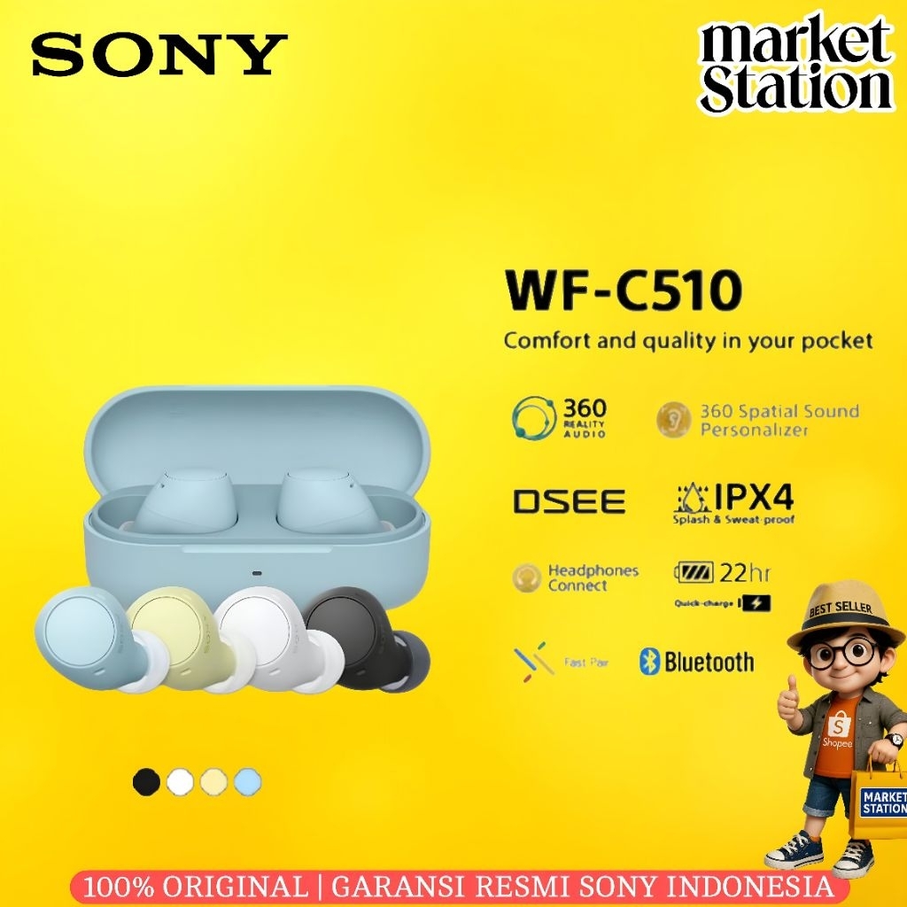 SONY WF-C510 Truly Wireless Earbuds / WFC510 / WF C510 - Garansi Resmi Sony Indonesia
