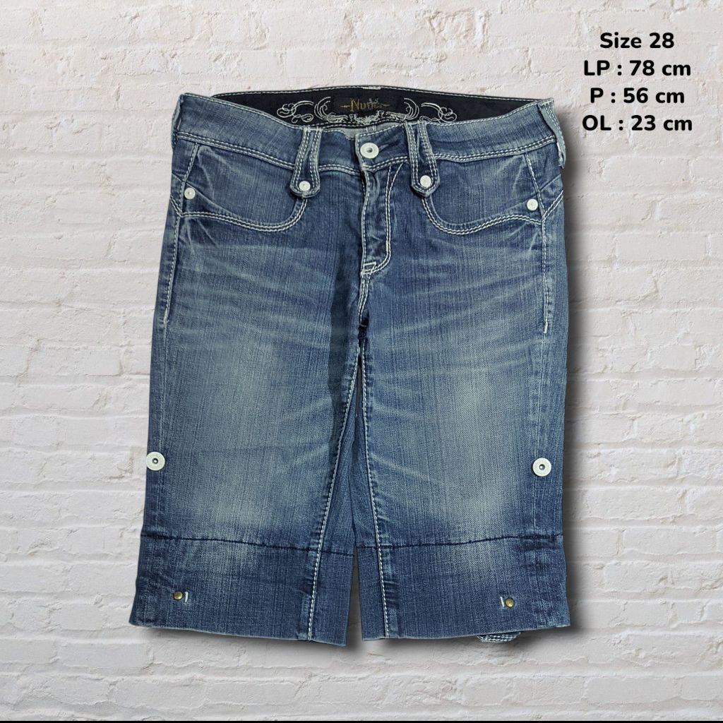 Size 28 Celana Pendek Shortpants Jeans Nuve Blue Washed Fading    Second Preloved #CP111