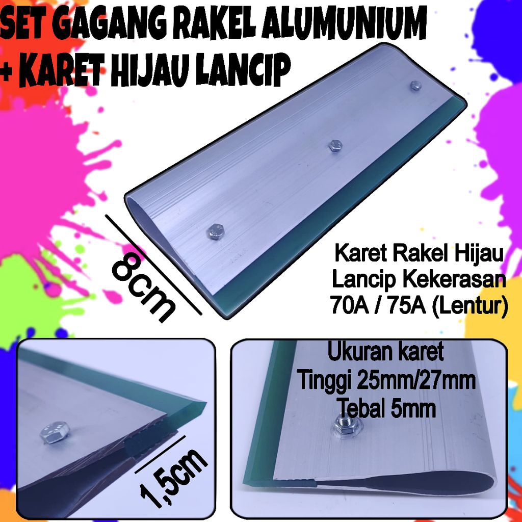 

SET GAGANG ALUMUNIUM KECIL RAKEL HIJAU LANCIP 5MM BASIS MINYAK P. 1CM