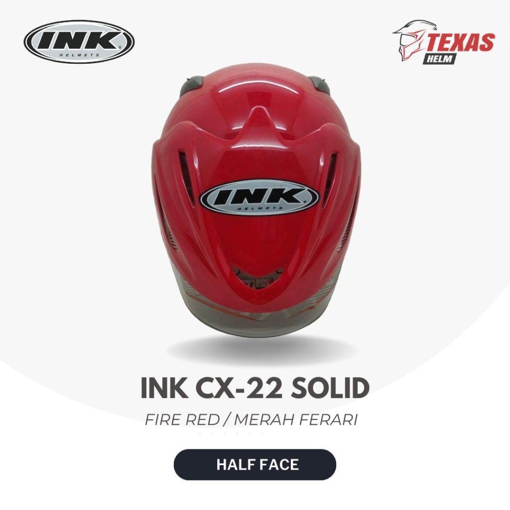 Helm INK CX22 Solid Merah Ferari (Fire Red Glossy) Original 100% - INK Helmet Half Face Polos
