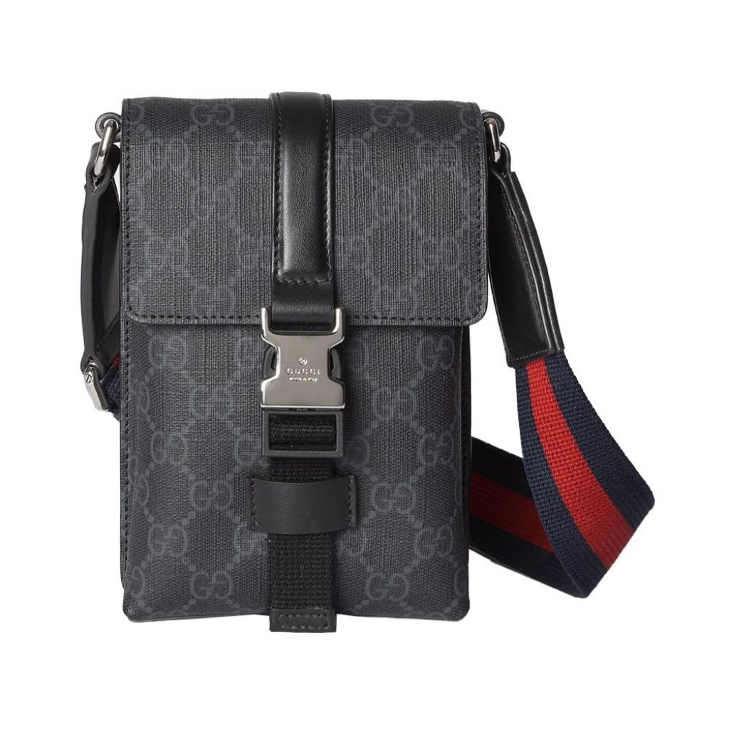 Gucci Super Mini GG Supreme Canvas Messenger Bag Black