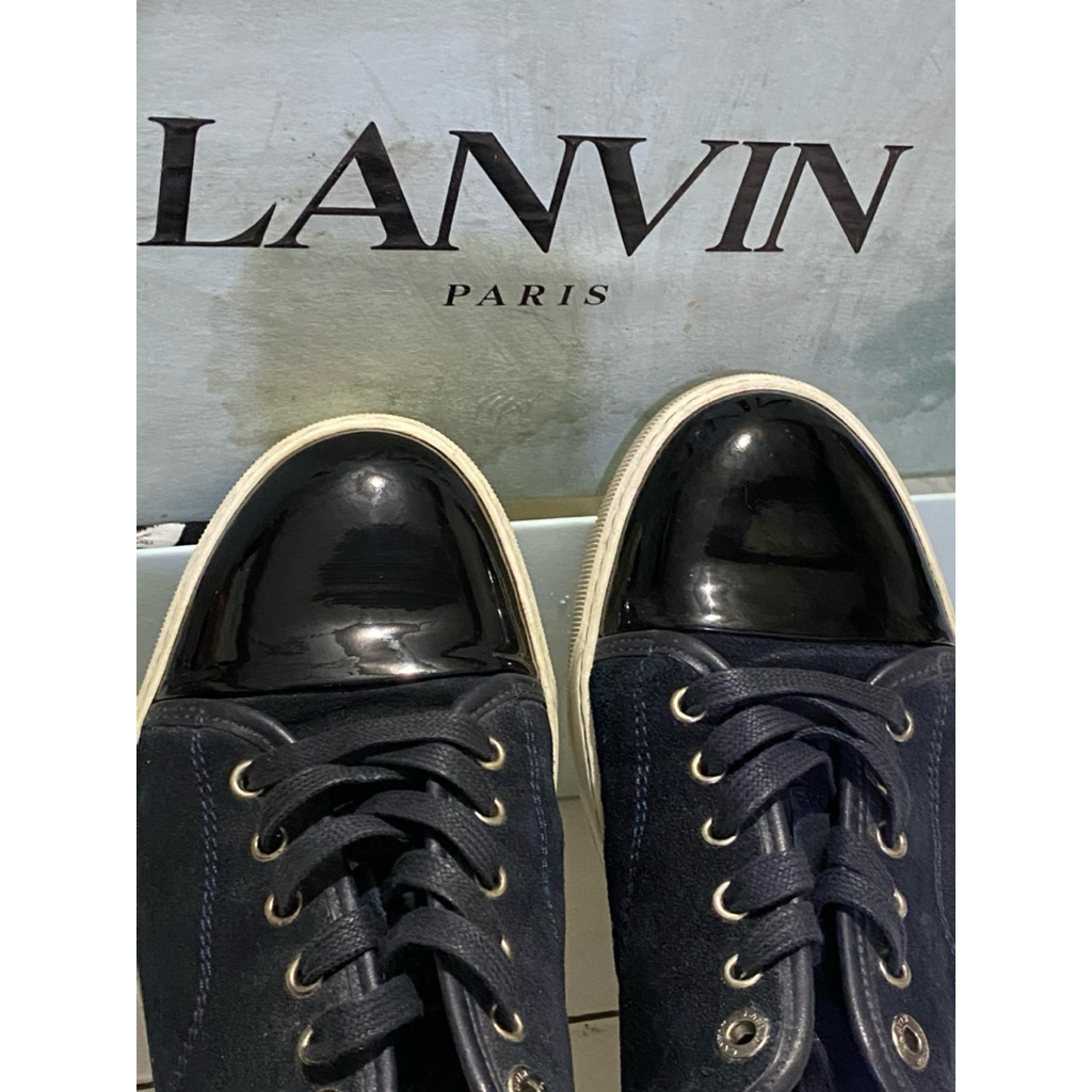 Lanvin Dark Blue Captoe Lowtop Bekas Ori – Sepatu Branded Premium