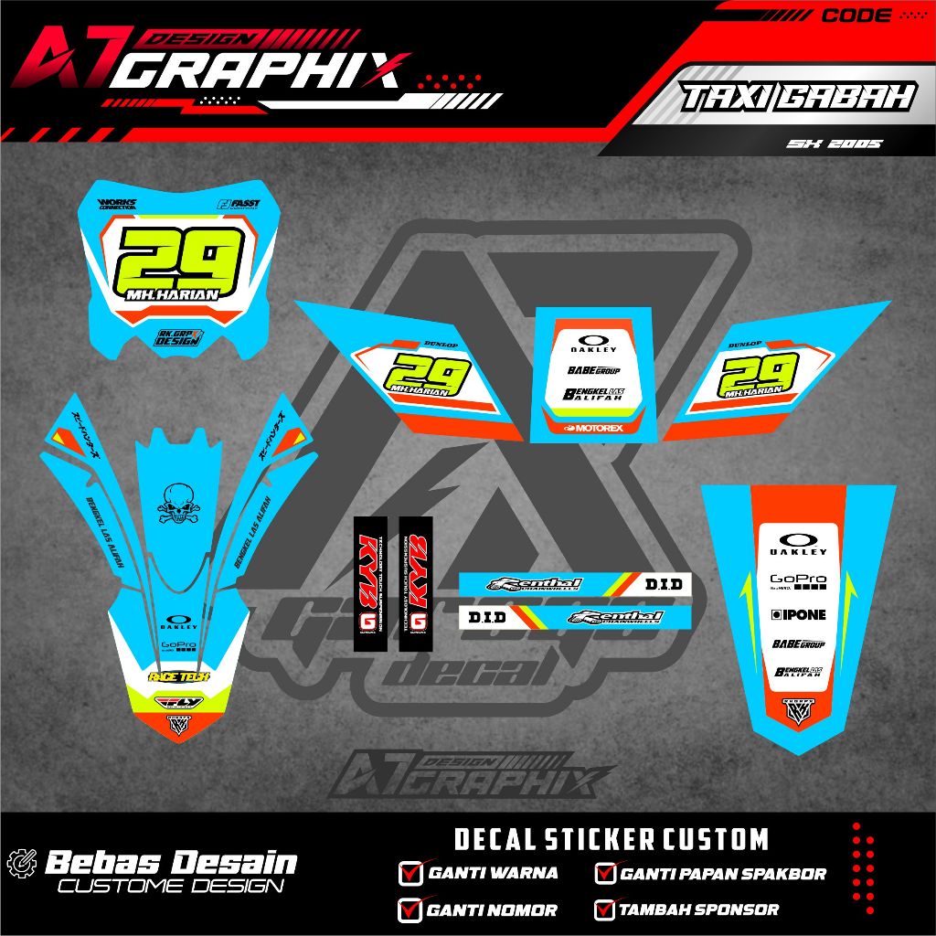 DECAL TAXI GABAH - DECAL MOTOR GABAH FREE CUSTOM DESIGN / MOTOR TAKSI GABAH