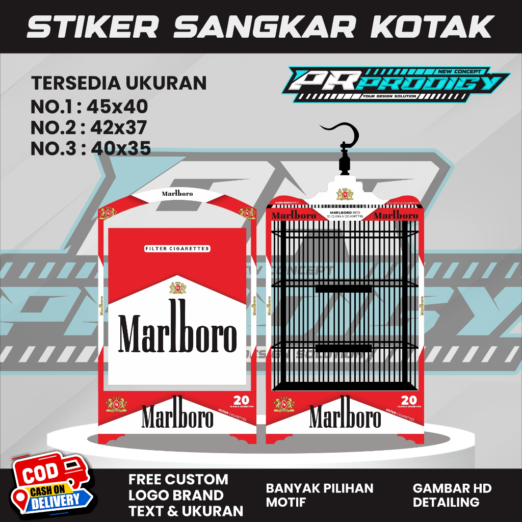 Stiker Decal MARLBORO MERAH Sangkar Burung / Sangkar Koper / Sangkar Kosan