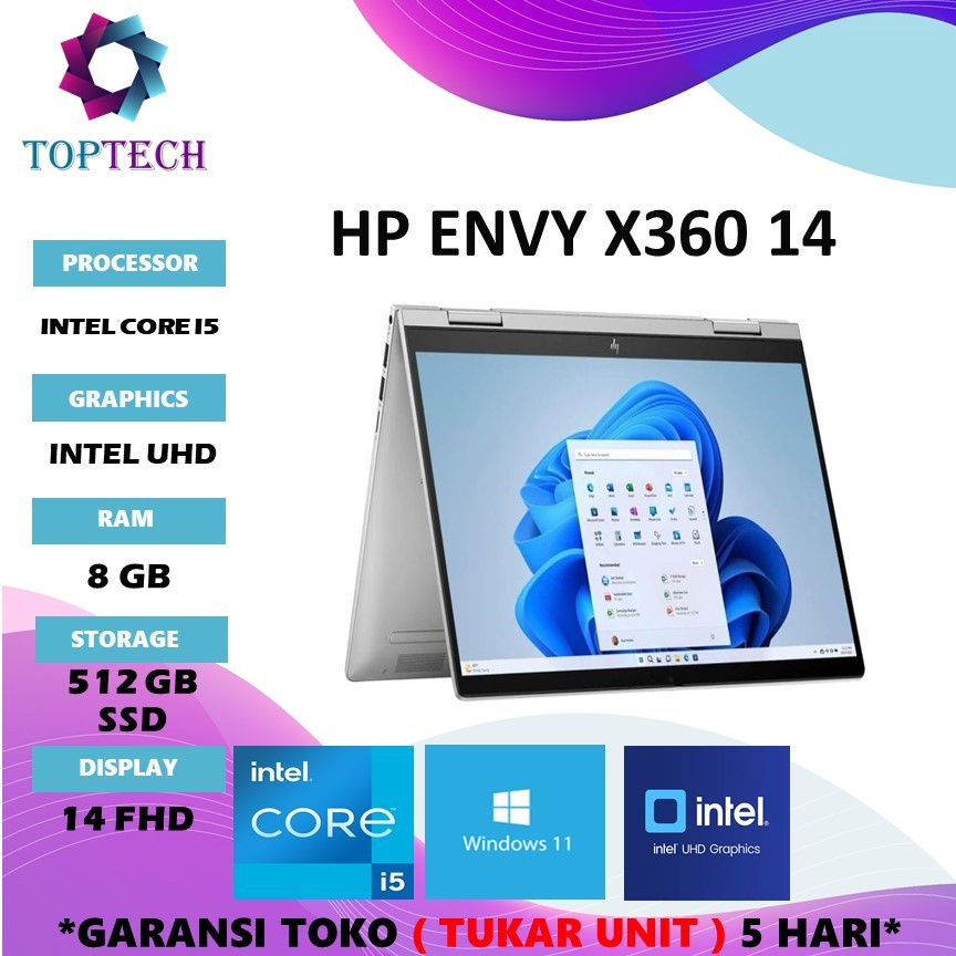 HP ENVY X360 14 2IN1 TOUCH CORE I5 120U 8GB 512GB W11 14.0FHD IPS