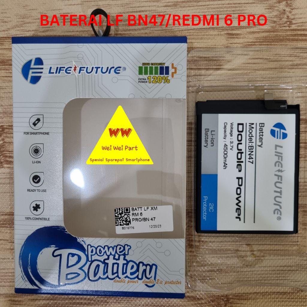 baterai xiomi bn47 lifefuture garansi 1tahun double power terbaik