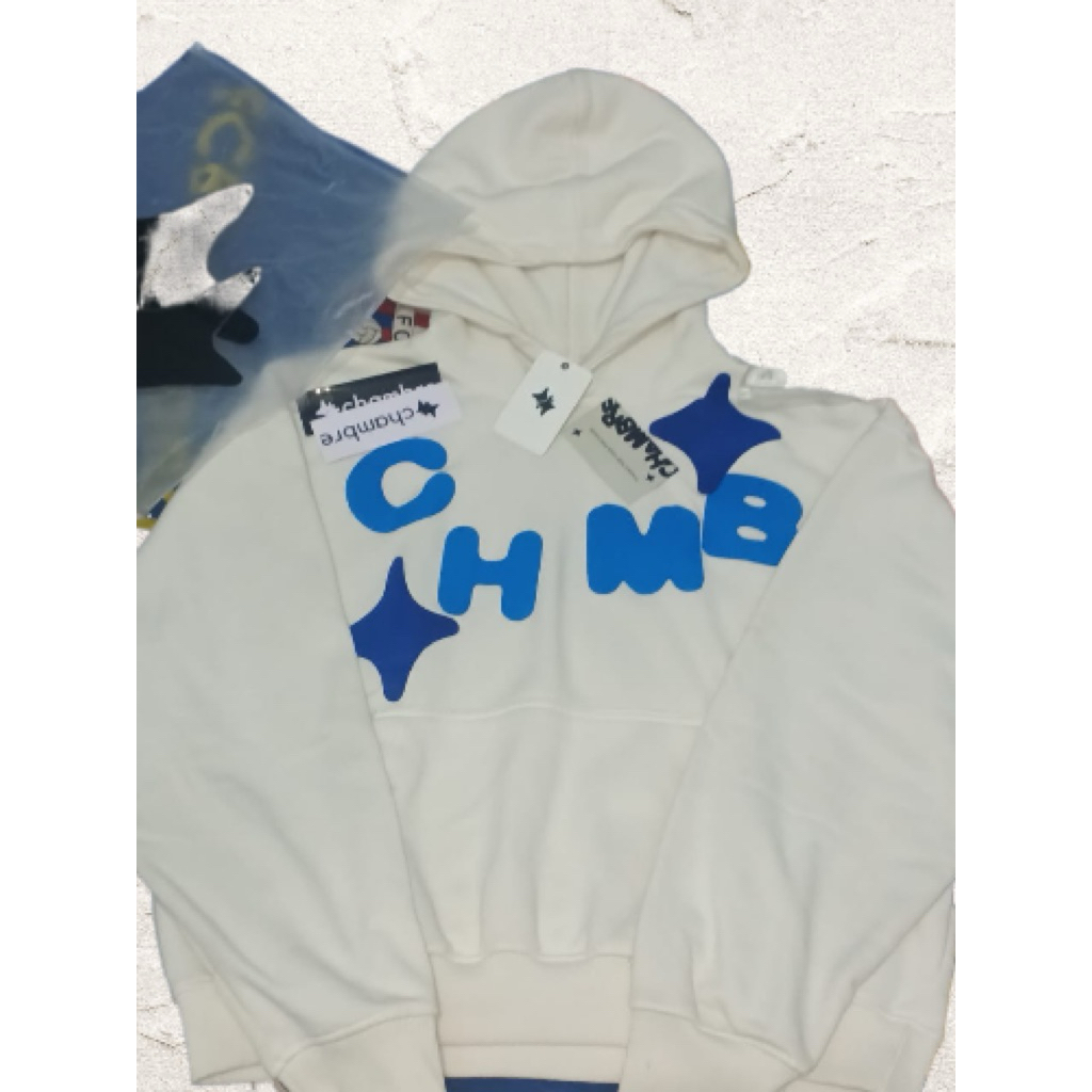 HOODIE BOXY CHMB BED STAR WHITE SZ L