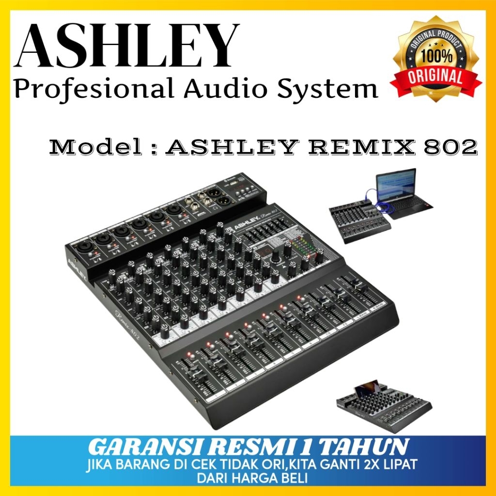 Mixer Ashley Remix 802 Original Mixer Ashley 8 Channel Bluetooth
