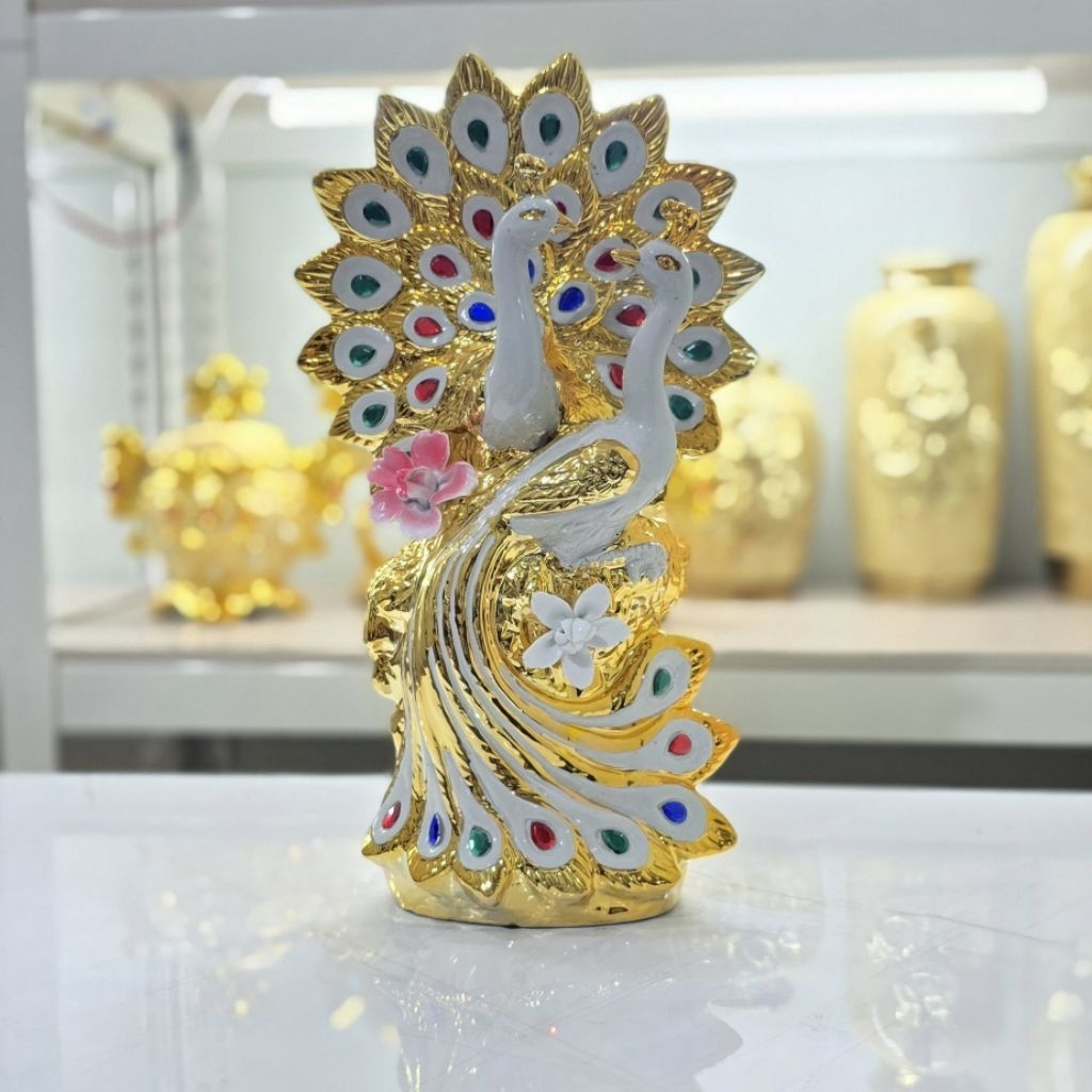 hiasan merak keramik mewah import / keramik hias aestetik / pajangan lemari kaca / dekorasi rumah