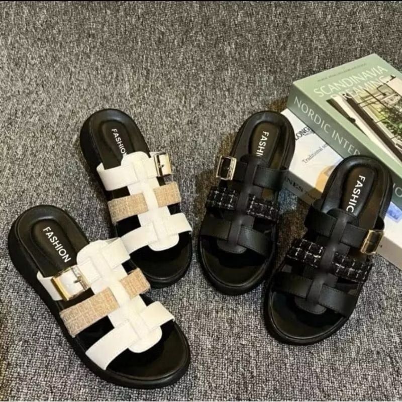 Sandal Slop Wanita Platform Sendal Wedges Hak Tinggi 3 Cm Terbaru 2024