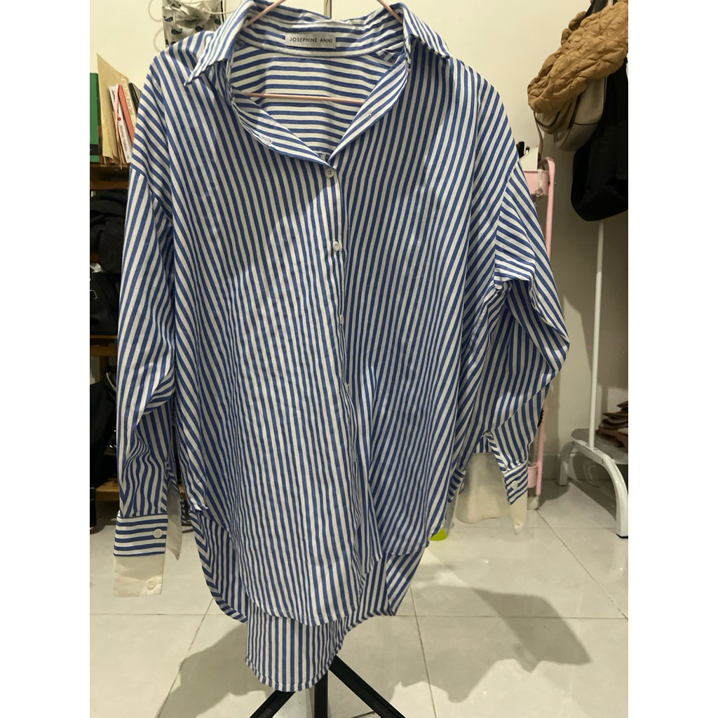 preloved josephine anni blue striped shirt