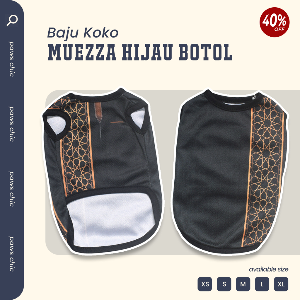 Baju Kucing Lucu Murah Koko Kombinasi Muezza Warna Hijau Botol untuk Kelinci Kucing Kambing Anjing S