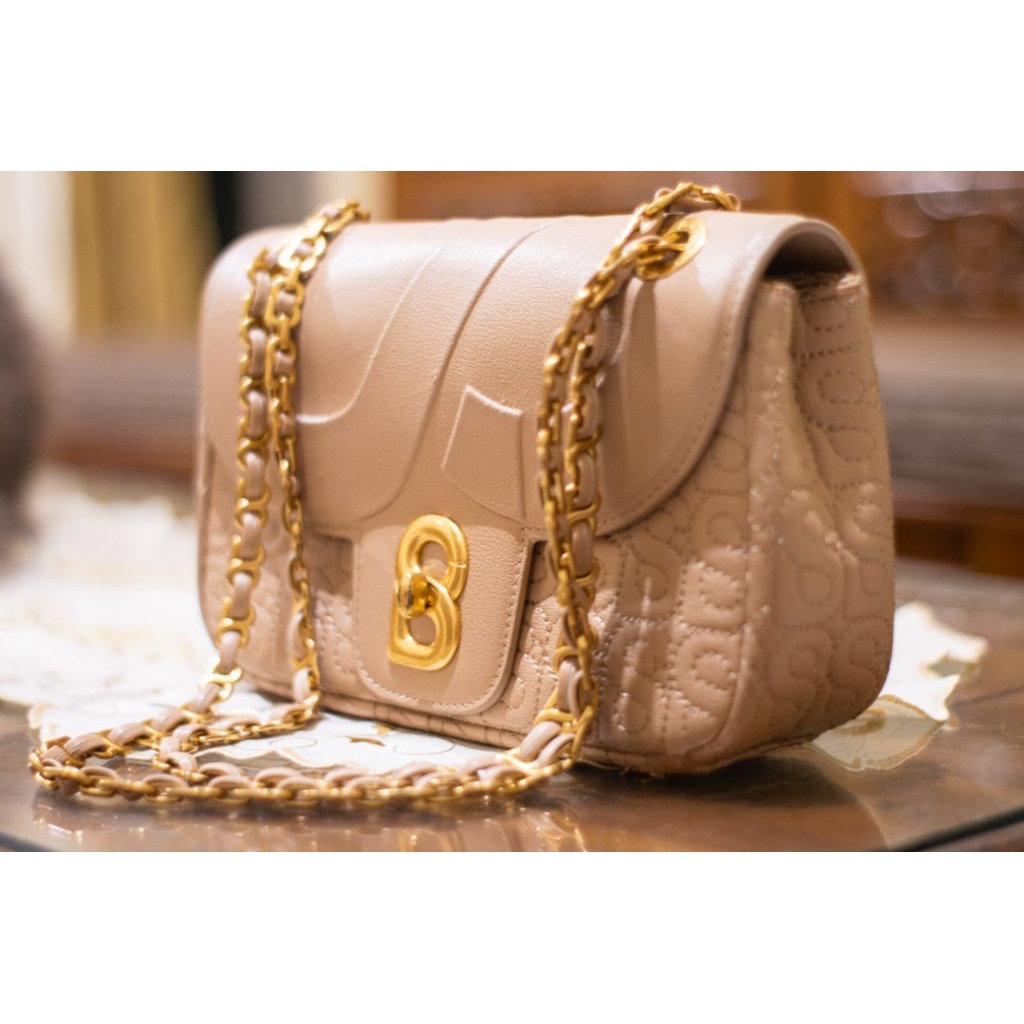 Buttonscarves Quilted Flap Bag - Tas Selempang Monogram Nude-preloved buttonscarves