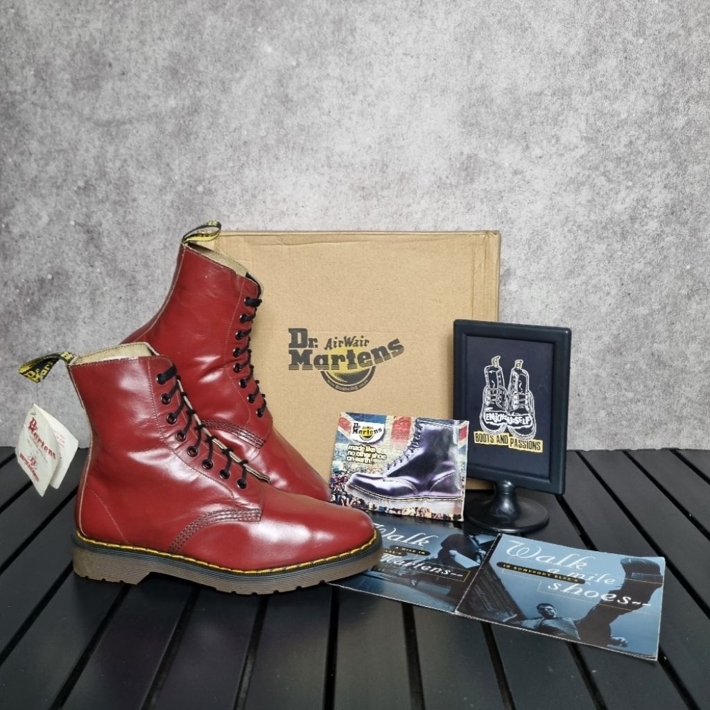 Dr Martens X George Cox 1460 Vtg 70s Cherry Red 6uk Made in England MIE NEW Solovair Docmart RARE