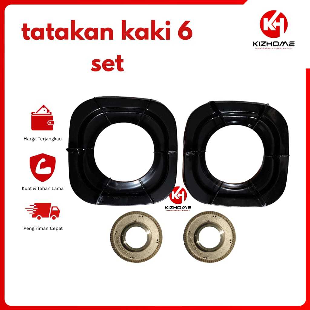 TUNGKU KOMPOR RINNAI KAKI 6 & 2 PCS BURNER/KUNINGAN KOMPOR RINNAI BESAR