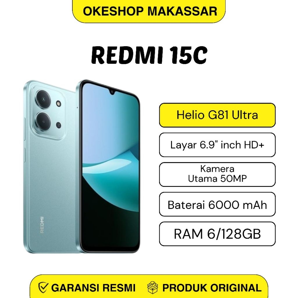 Xiaomi Redmi 15C RAM 6/128GB | Layar 6.9inch - Garansi Resmi Xiaomi Indonesia