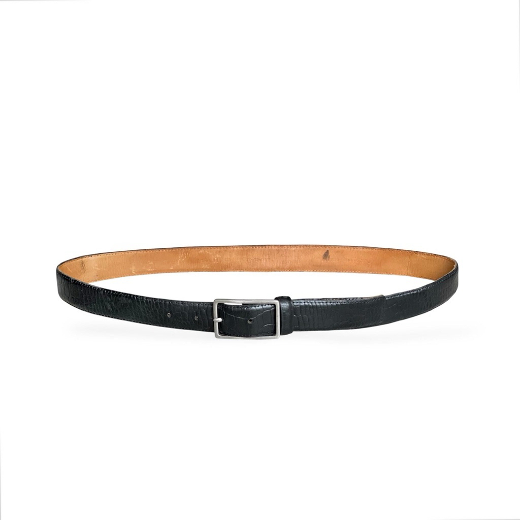 Solid Homme crocodile genuine leather belt black ikat pinggang sabuk