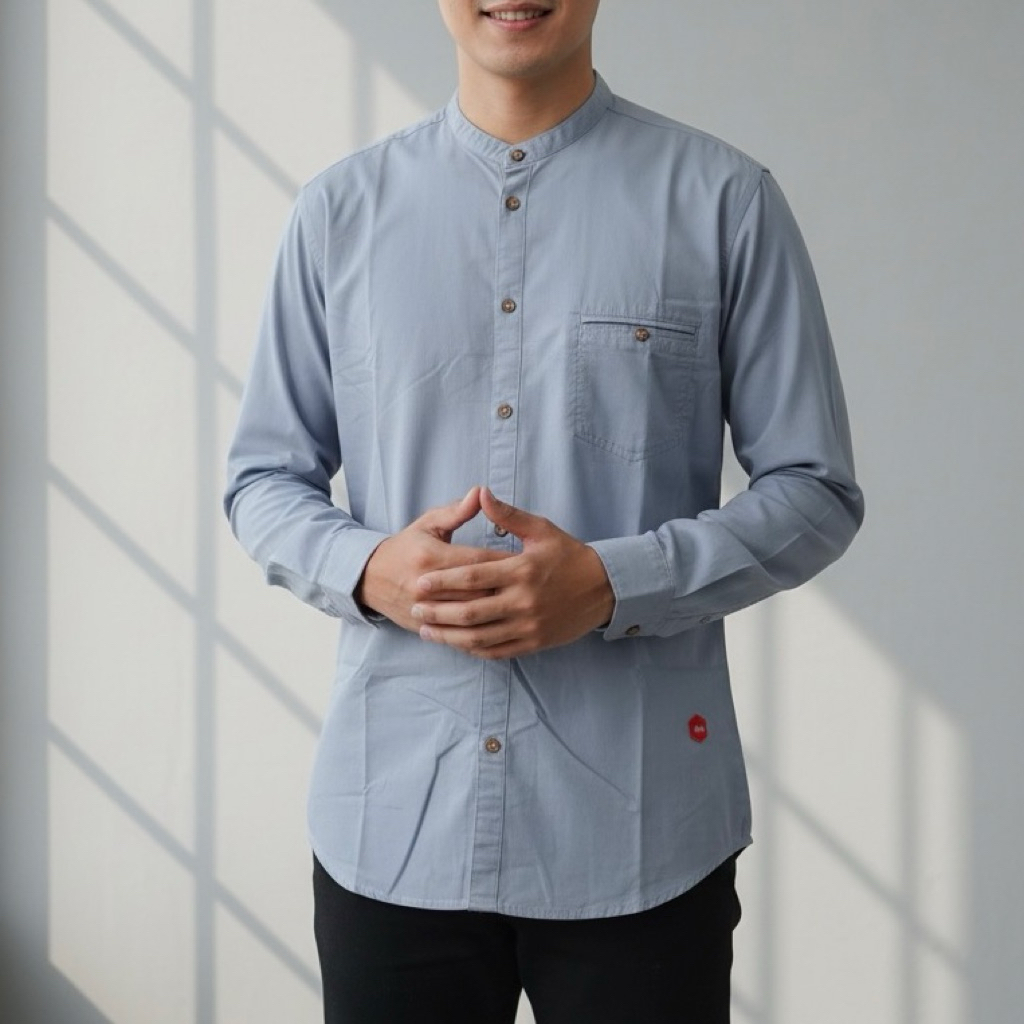 Kemko AGERA VINTAGE Kemeja Koko Pria Lengan Panjang Full Kancing Katun Premium
