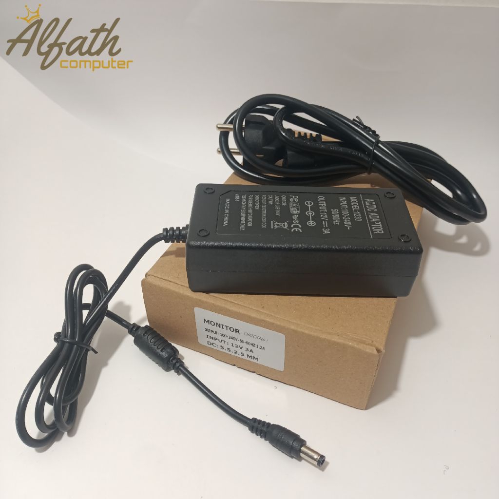 Adaptor Monitor LED SPC SM 19D SM 24D 12V 3A Bonus Kabel Power