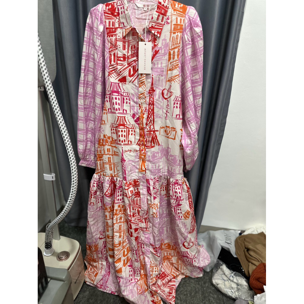 Emily in Paris Dress Buttonscarves Benang Jarum in Pink New with Tag