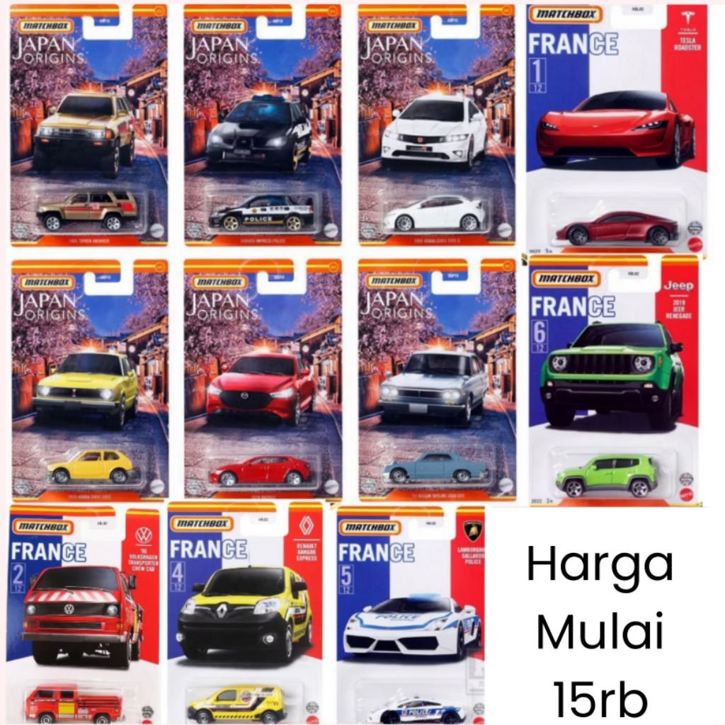 Hot Wheels Matchbox France & Japan Origins Real Car Diecast Koleksi Mobil Mainan