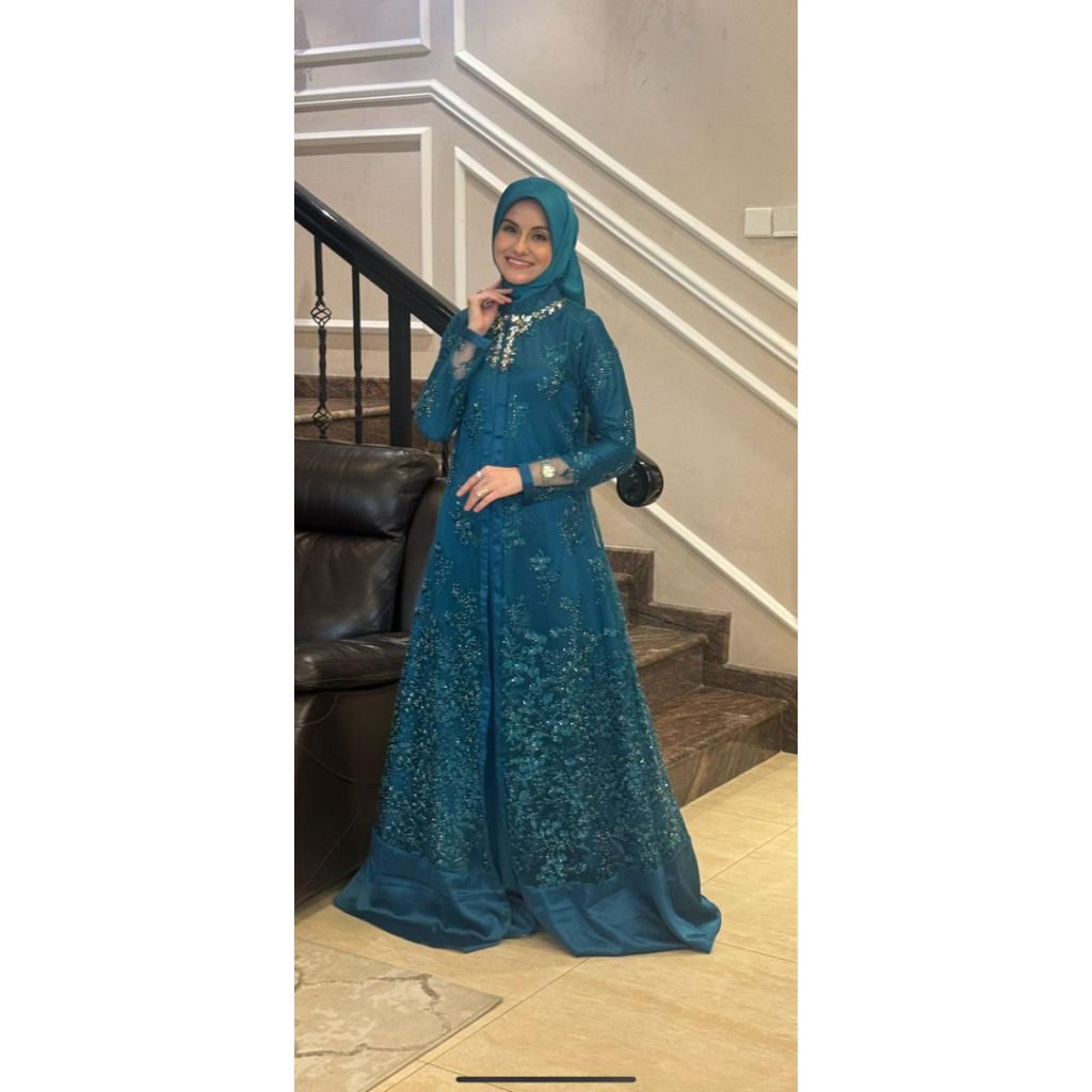 dress outer silver stone mewah dan elegan no hijab