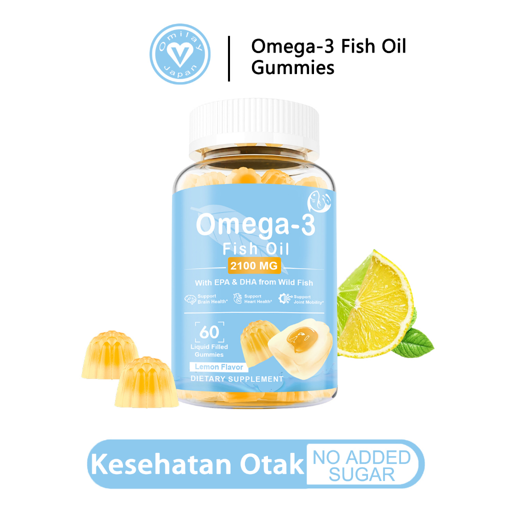 Omilay Minyak Ikan Omega 3 Gummy Supports Brain Heart Eyes Omega 3 Fish Oil Suplemen