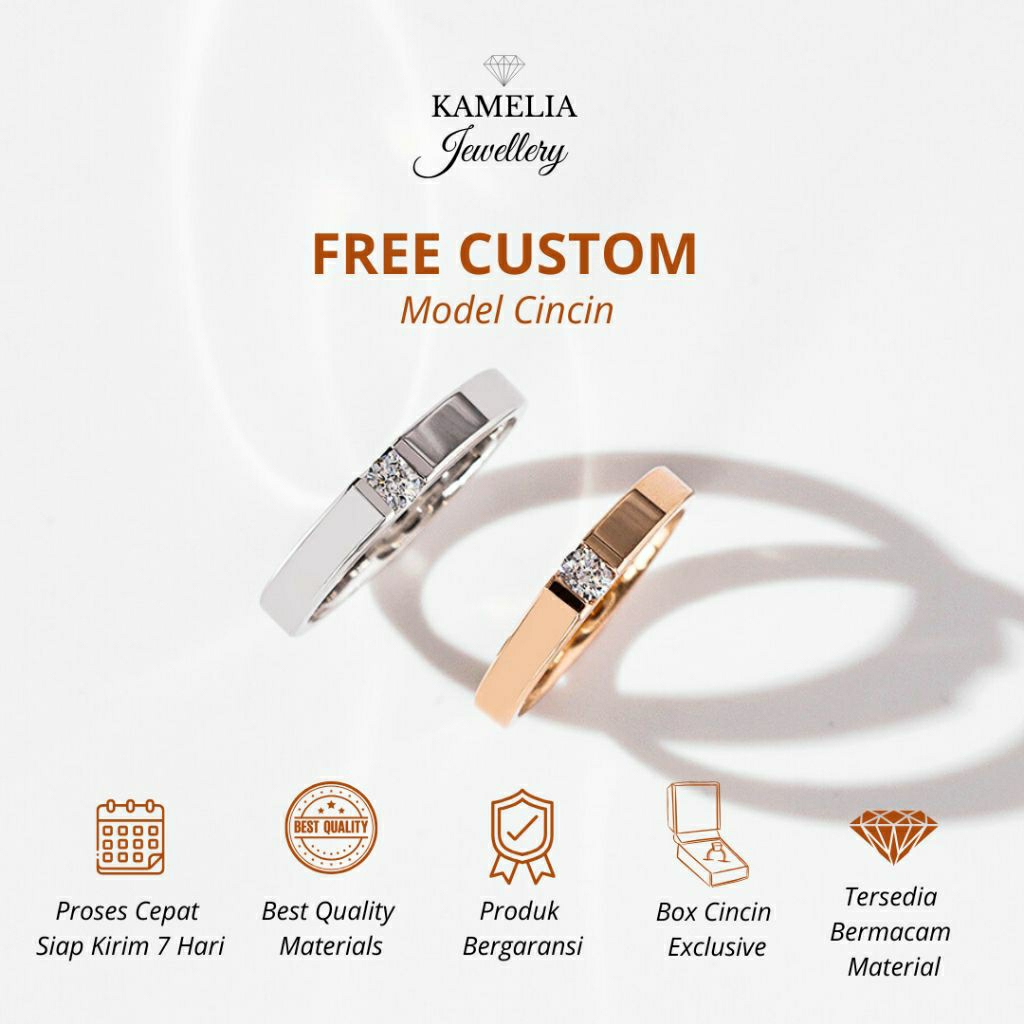 Kamelia Jewelry - Cincin Nikah Couple Pasangan Minimalis Cincin Kawin Simpel Emas Perak Silver dan P