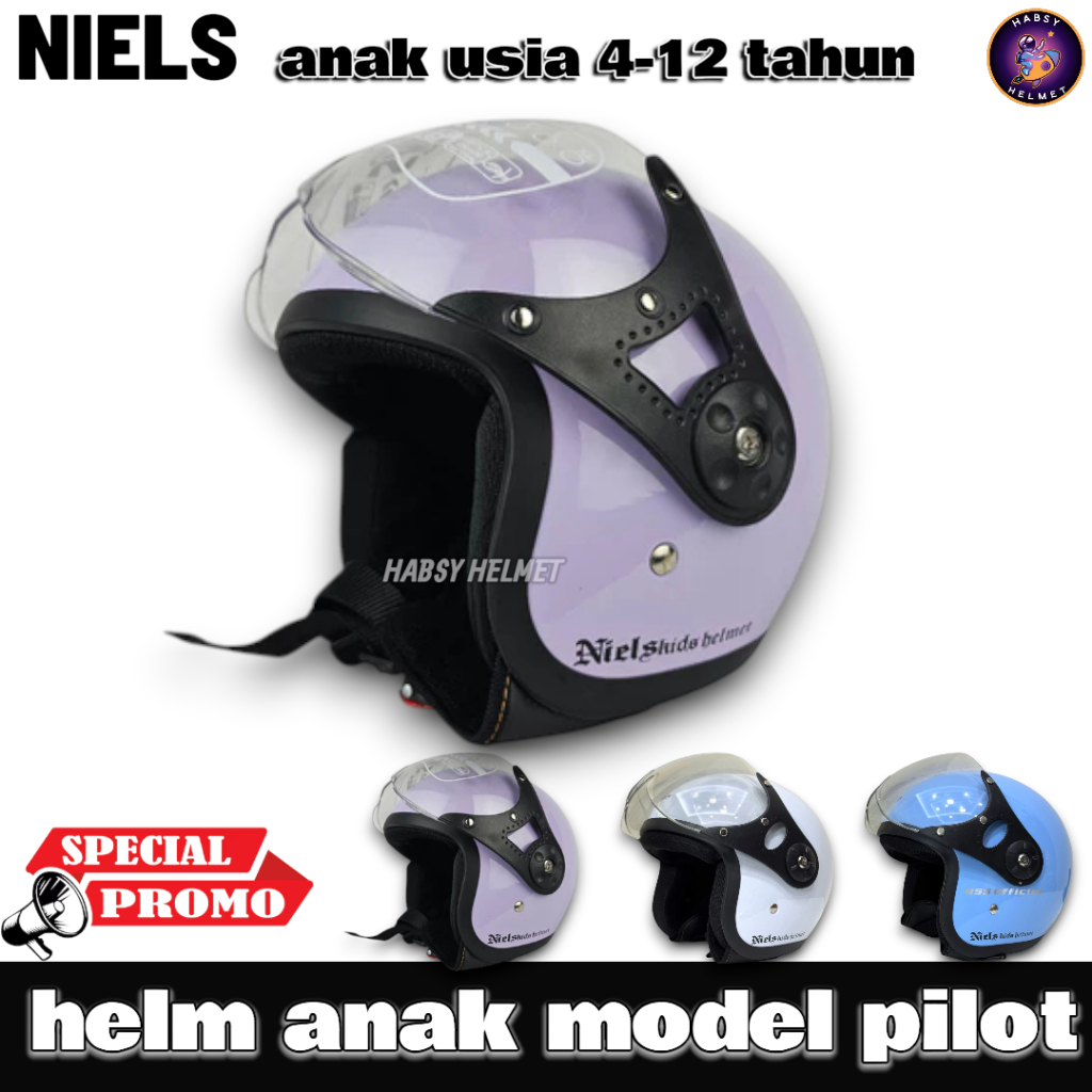 HELM ANAK-ANAK MODEL PILOT NIELS USIA 3-12 TAHUN|HELM ANAK KIDS