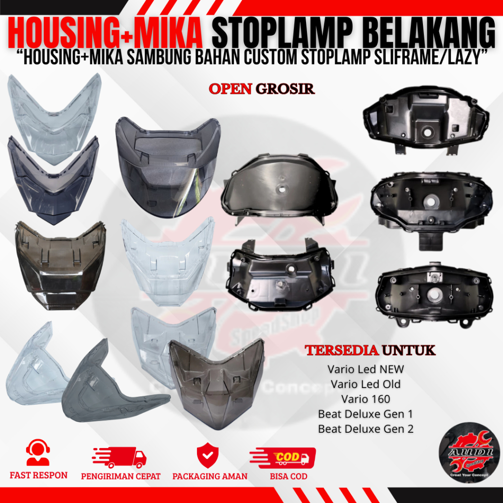 HOUSING MIKA BAHAN CUSTOM STOPLAMP LAZY/SLIMFRAME VARIO LED NEW/OLD VARIO 160 BEAT DELUXE GEN 1/2