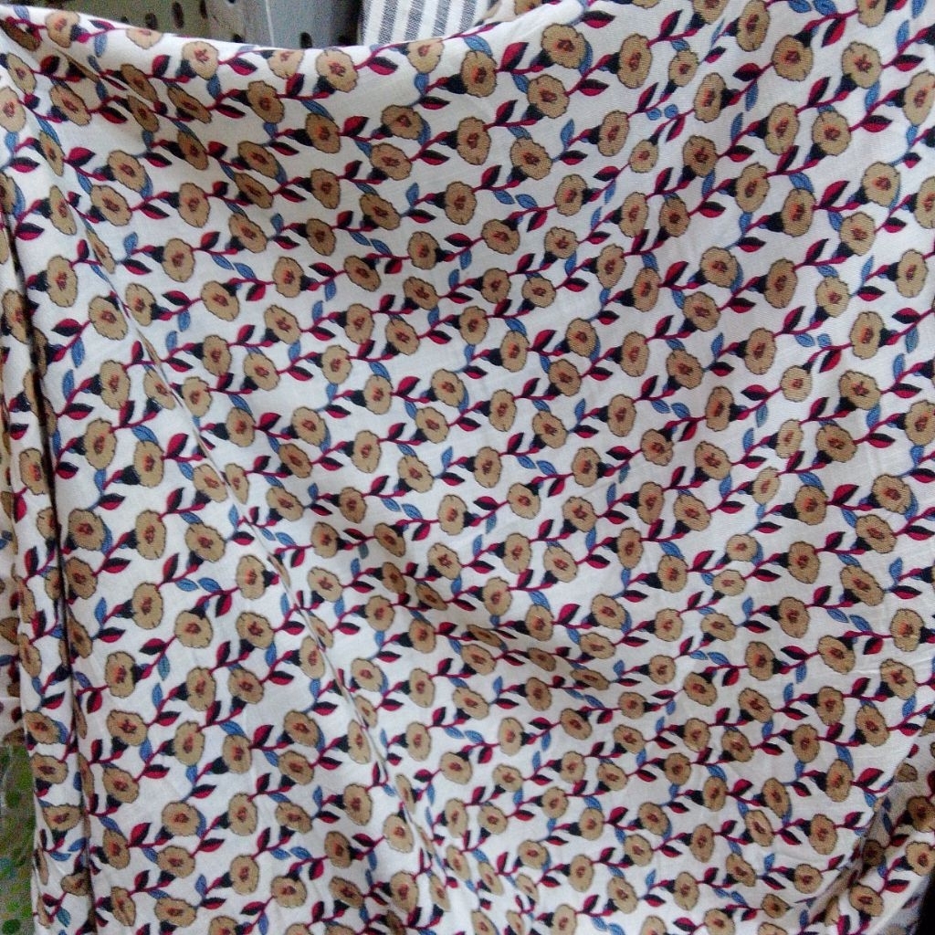 Kain Katun Linen Motif Bunga Kecil Vintage - Bahan Jahit Dress, Kemeja, Outer (Harga Kain Per ½ Mete