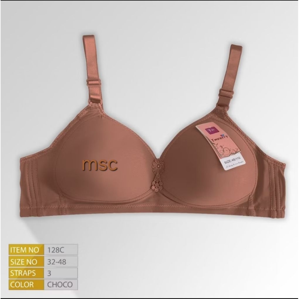 Bh Bra Polos Cup Besar (C) Ukuran 42 - 48, Kait 3 Busa Sedang Tanpa Kawat #Twinerry 128C