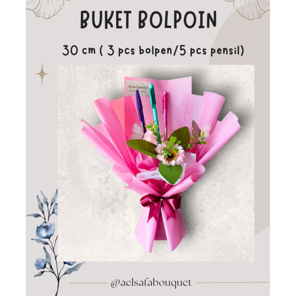 Aelsafa Bouquet - Buket bolpoin Hadiah Ultah anak Buket alat tulis free kartu ucapan