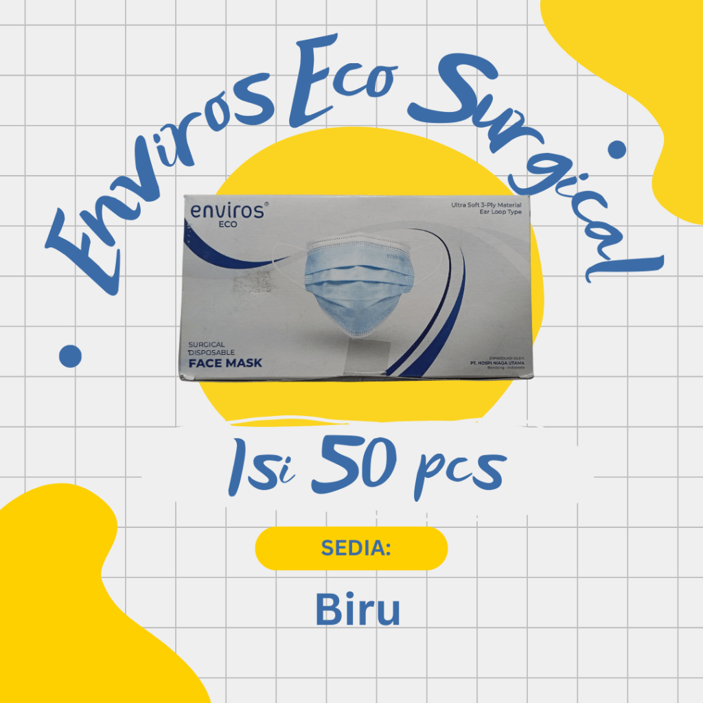 Masker Enviros Eco Surgical 3 Ply Non Woven Blue Isi 50 pcs
