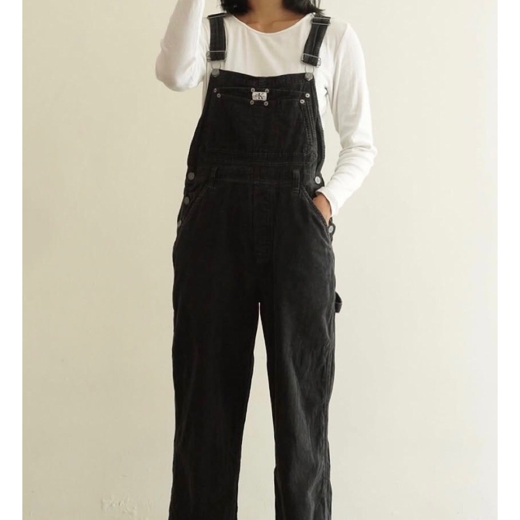 Overall Jumpsuit Corduroy Hitam Calvin Klein 2nd