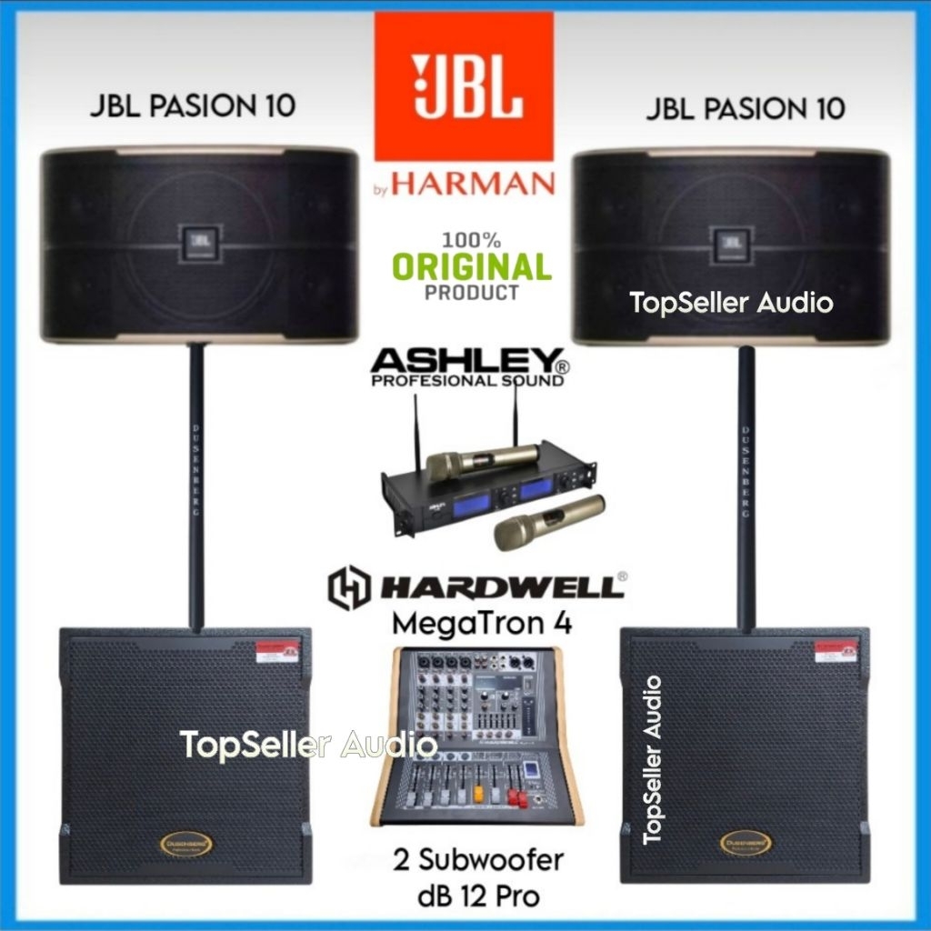 Paket Sound System Karaoke & Live Musik Dll Speaker JBL PASION 10 Original 2 Subwoofer Aktif DusenBe