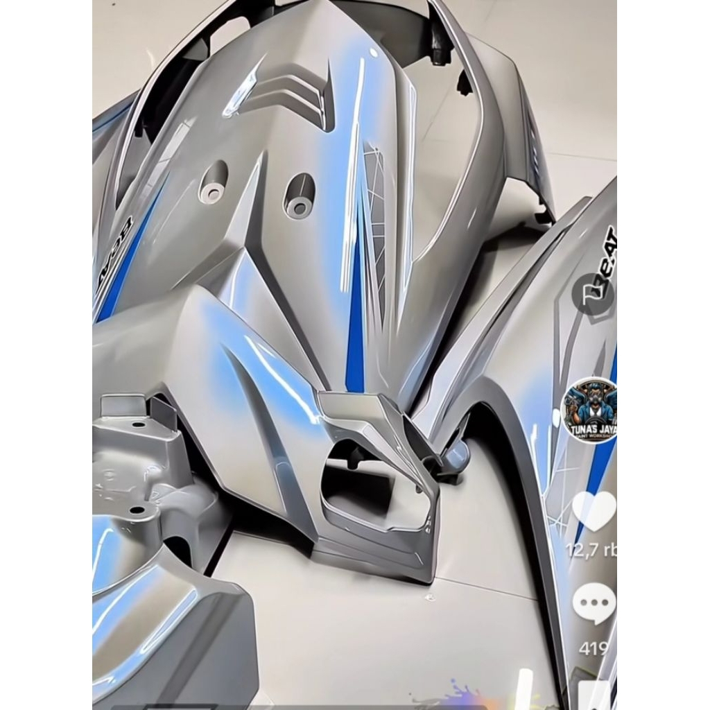 Cat motor warna silver lembayung biru jenis PU original 1 paket silver +lembayung biru